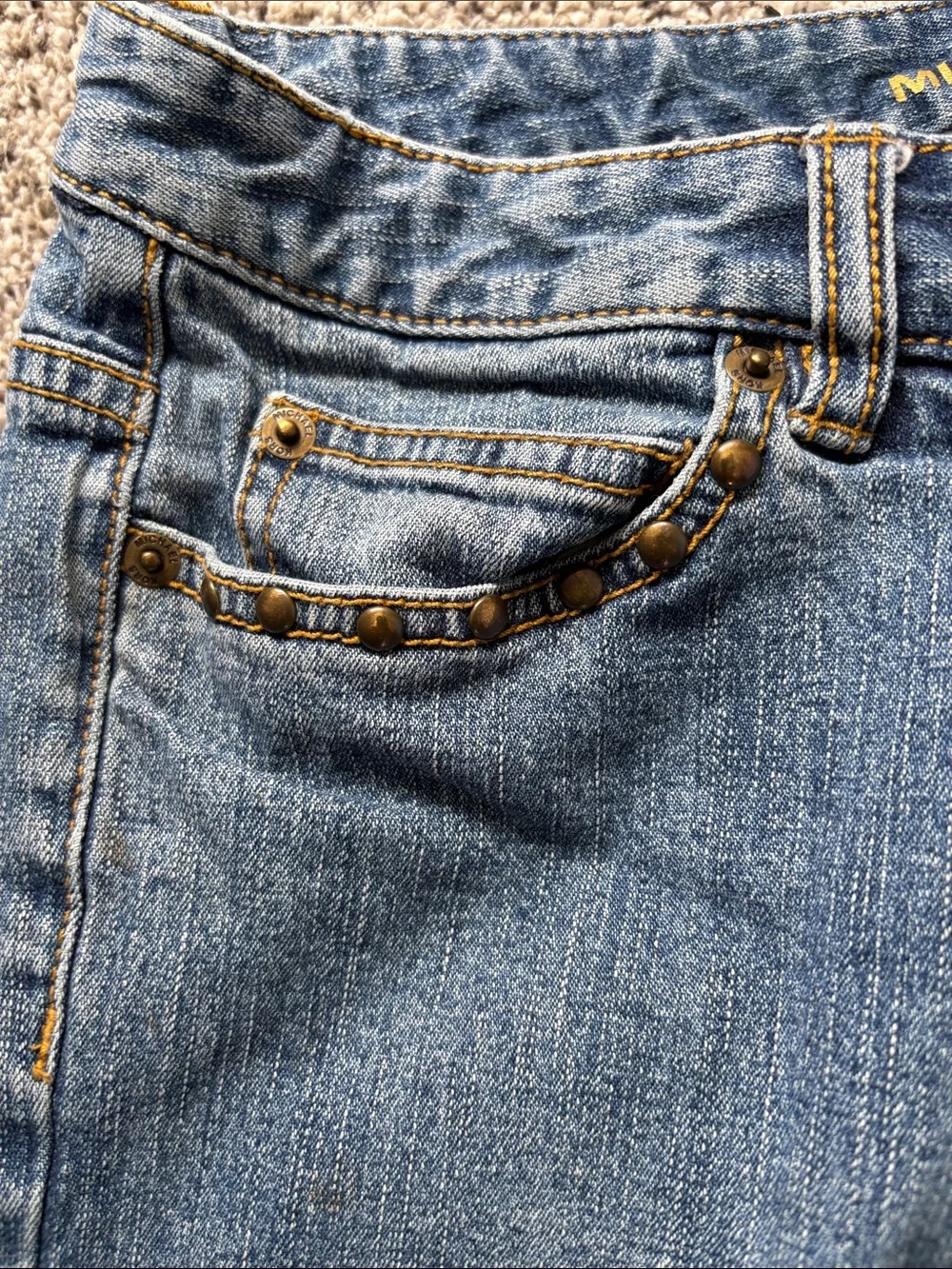 Michael‎ Kors Women's Blue Bootcut Jeans size 10 Low-rise Studded Cotton Pockets